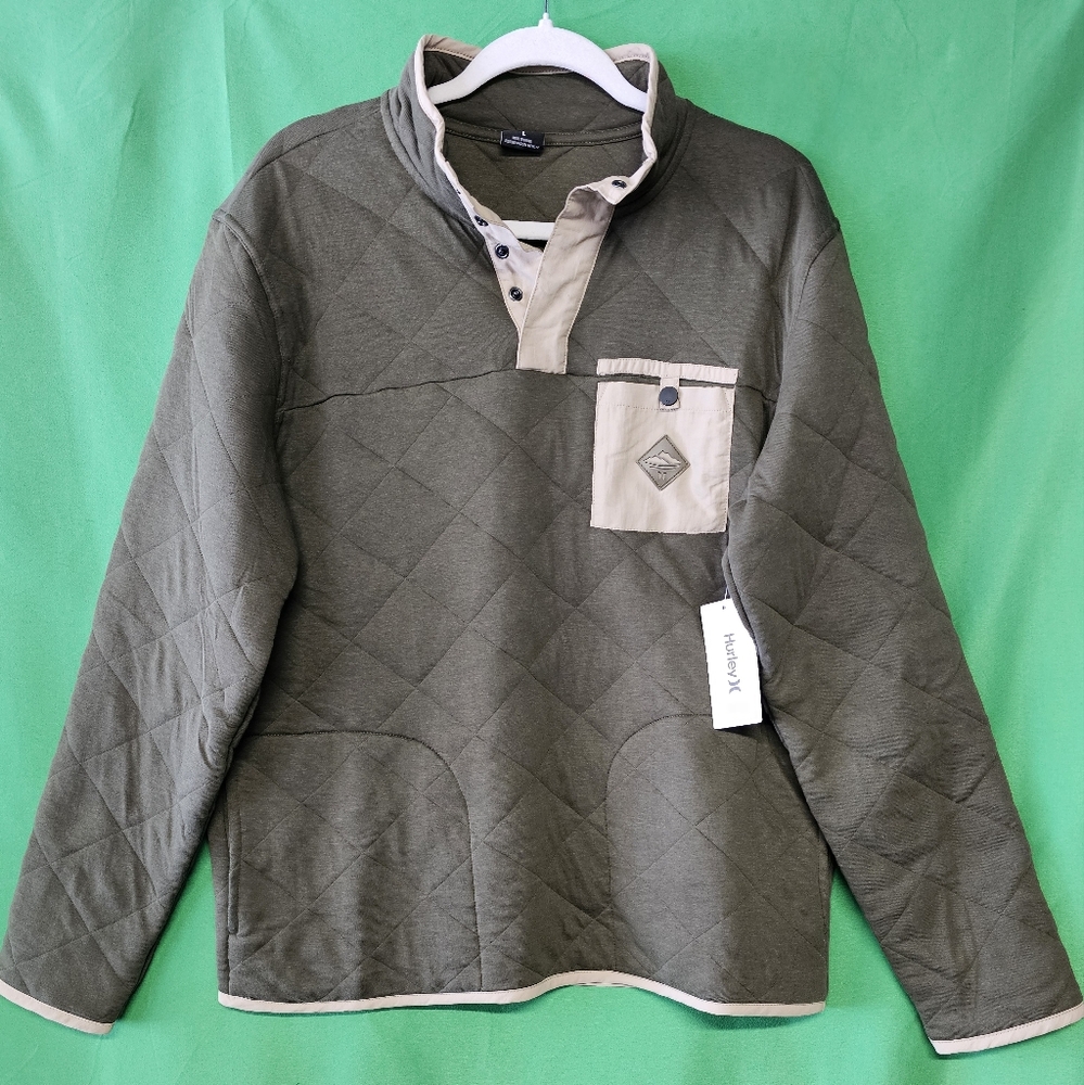 Hurley Quilted Jacket in Green and Beige NWT